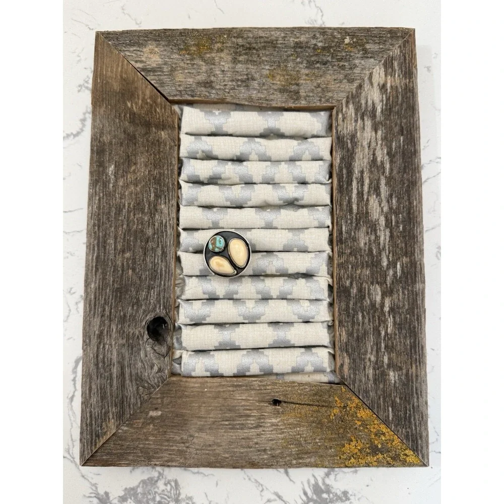 Handmade Vintage‎ Barn Wood Hanging Frame Ring Holder